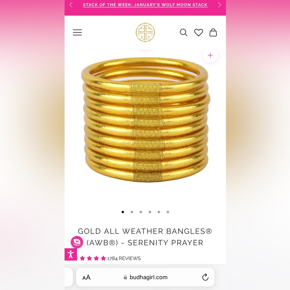 Budhagirl GOLD ALL WEATHER BANGLES - Set of 9 - Size Medium - BRAND NEW